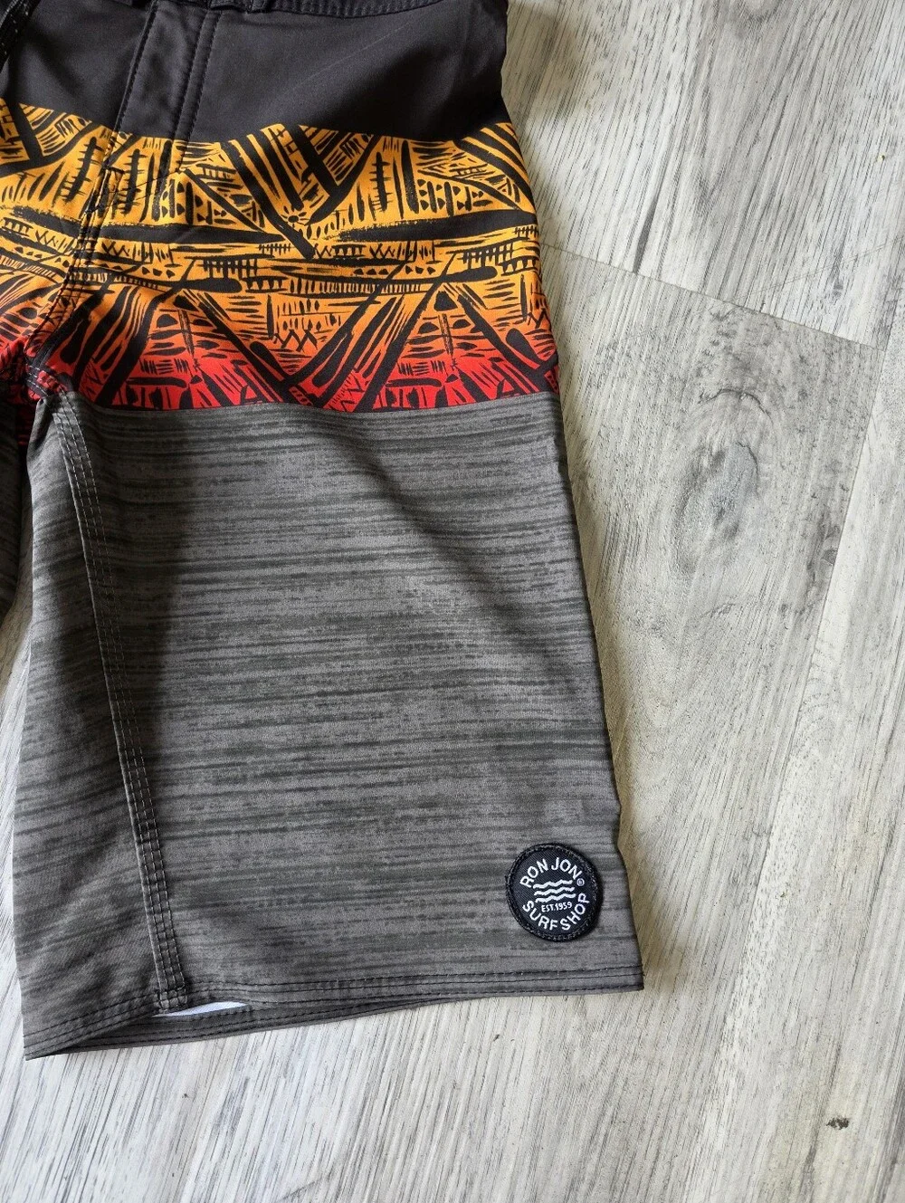 Ron Jon Black, Orange and Red Tribal Board Shorts